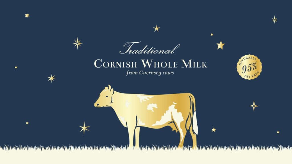 Mooon traditional Cornish whole milk from Guernsey cows label